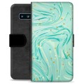 Samsung Galaxy S10 Premium pénztárca tok - zöld menta