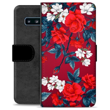 Samsung Galaxy S10 Prémium pénztárca tok - Vintage Flowers