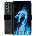 Samsung Galaxy S22+ 5G Premium Wallet tok - Blue Fire Dragon