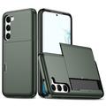 Samsung Galaxy S23 5G Hybrid Case with Sliding Card Slot - Army Green