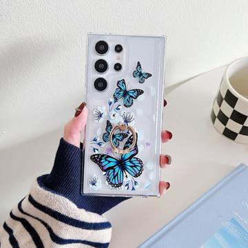 Samsung Galaxy S24 Ultra Butterfly TPU Case with Ring Holder