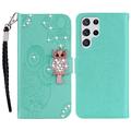 Samsung Galaxy S24 Ultra Owl Rhinestone Wallet Case