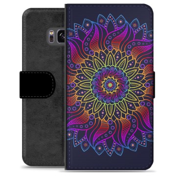 Samsung Galaxy S8+ Premium pénztárca tok - Színes Mandala