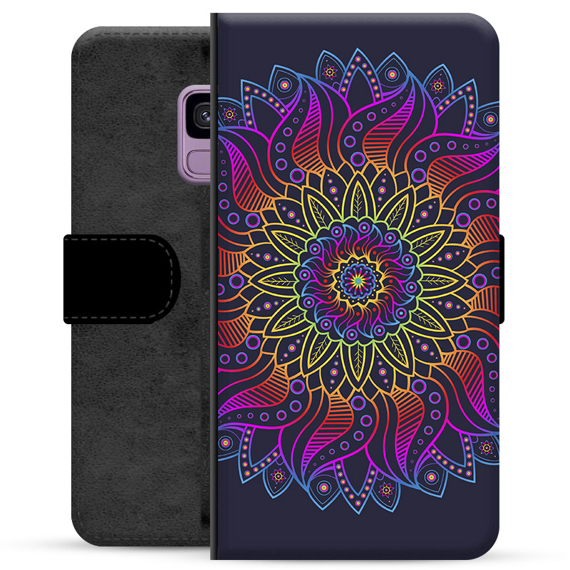 Samsung Galaxy S9 Premium pénztárca tok - színes mandala