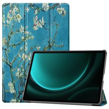 Samsung Galaxy Tab S9 FE+ Tri-fold sorozatú Smart Folio tok - Fehér virágok