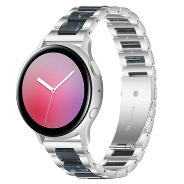 Samsung Galaxy Watch4/Watch4 Classic/Watch5/Watch6/Watch FE/Watch7 klasszikus rozsdamentes acél szíj - sötétkék / ezüst