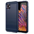 Samsung Galaxy Xcover6 Pro szálcsiszolt TPU burkolat - szénszálas - kék