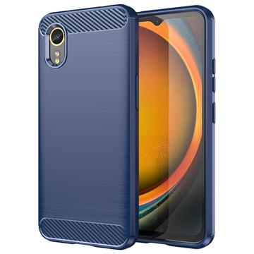 Samsung Galaxy Xcover7 Szálcsiszolt TPU Tok - Szénszálas - Kék