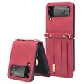 Samsung Galaxy Z Flip4 Hybrid Case with Card Holder - Red