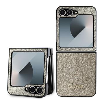 Samsung Galaxy Z Flip6 Guess Glitter Flakes Metal Logo Hybrid Case