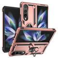 Samsung Galaxy Z Fold4 Hibrid Tok Fém Támasztékkal - Rose Gold