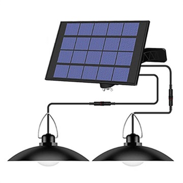 Solar Powered Hanging LED Light with Extension Cord - 2-Head (Open-Box Satisfactory)