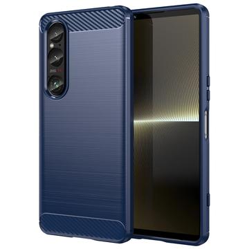 Sony Xperia 1 VI Szálcsiszolt TPU Tok - Szénszálas - Kék