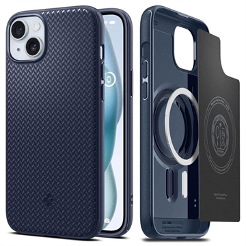 iPhone 15 Spigen Mag Armor hibrid tok - Sötétkék