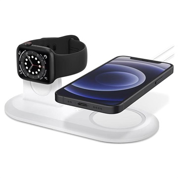 Spigen MagFit Duo töltődokkoló Apple MagSafe, Apple Watch-hoz - fehér