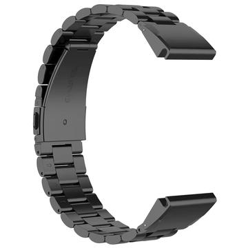 Stainless Steel Strap for Garmin QuickFit 22mm / Garmin Fenix 7 / 7 Pro / 6 Three Beads Watch Band - Black