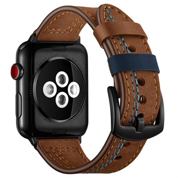 Apple Watch Series 10/9/8/SE (2022)/7/SE/6/5/4/3/2/1 varrott bőrszíj – 42mm/41mm/40mm/38mm – barna