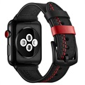 Apple Watch Series Ultra 2/Ultra/10/9/8/SE (2022)/7/SE/6/5/4/3/2/1 varrott bőrszíj – 49mm/46mm/45mm/44mm/42mm – fekete