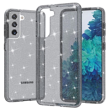 Samsung Galaxy S21 5G Stílusos Glitter Series hibrid tok - szürke