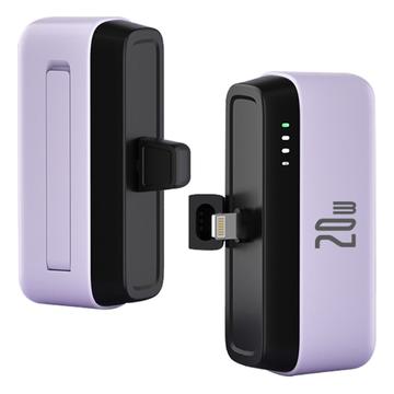 T160 Mini hordozható Lightning Power Bank - PD 20W, 5000mAh - Lila