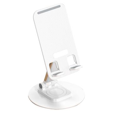 T9 Desktop Phone Stand Folding 360° Rotating Tablet Holder for Live Streaming, Online Teaching