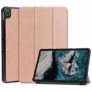 Három hajtható sorozatú Nokia T20 Smart Folio tok - Rose Gold