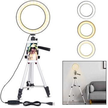 Tripod Stand w. Mini Ring USB LED Light - 7.9"