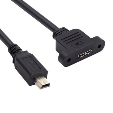 U3-012-MN 50cm Micro 3.0 Type-B Female to Mini USB 2.0 5Pin Male 480Mbps kábel csavaros rögzítésű hosszabbító kábelre