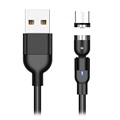 USB2.0 / MicroUSB forgatható mágneses töltőkábel 2 m - fekete