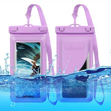 Universal Waterproof Case w. Card Holder - 7.5" - Purple