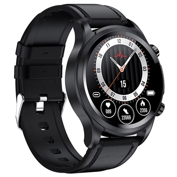 Waterproof Sports Smart Watch with ECG E400 - Elegant Strap (Open Box - Excellent) - Black