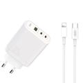 XO CE04 PD 65W Lightning Charger - 2x USB-C, 1x USB-A - White