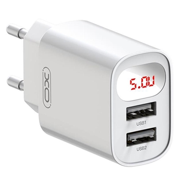 XO L95 Dual USB Fast Fali Töltő - 2,4A - Fehér