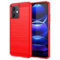 Xiaomi Redmi Note 12/Poco X5 Szálcsiszolt TPU Tok - Szénszálas - Piros