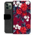 iPhone 11 Pro prémium pénztárca tok - Vintage Flowers