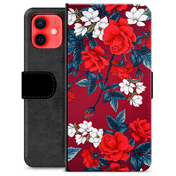 iPhone 12 mini prémium pénztárca tok - Vintage Flowers