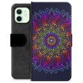 iPhone 12 Premium pénztárca tok - színes mandala