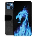 iPhone 13 Premium pénztárca tok - Blue Fire Dragon