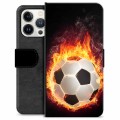 iPhone 13 Pro prémium pénztárca tok - Football Flame