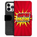 iPhone 13 Pro prémium pénztárca tok - Super Mom