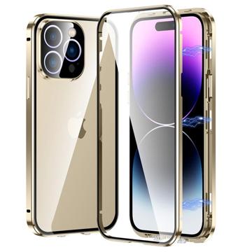 iPhone 14 Pro Mágneses tok Edzett Üveggel - Arany