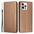 iPhone 14 Pro Max Wallet Case - Carbon Fiber - Brown