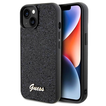 iPhone 15 Guess Disco Metal Script Logo Case - Black