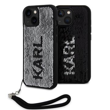 iPhone 15 Karl Lagerfeld Reversible Sequins Tok - Fekete / Ezüst