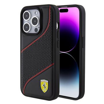 iPhone 15 Pro Ferrari perforált ferde vonalú tok - fekete