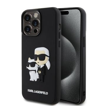 iPhone 15 Pro Max Karl Lagerfeld 3D gumi Karl & Choupette NFT tok - fekete