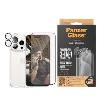 iPhone 15 Pro PanzerGlass 3 az 1-ben védőcsomag - Átlátszó