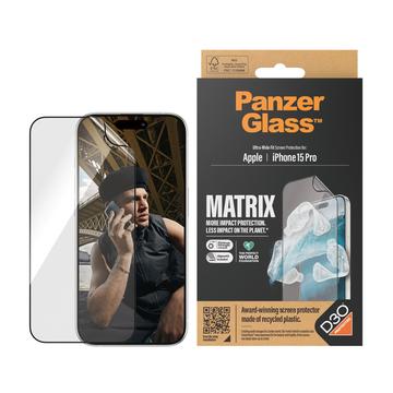 iPhone 15 Pro PanzerGlass Matrix D3O UWF Screen Protector w. AlignerKit - Black Edge