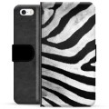 iPhone 5/5S/SE Premium pénztárca tok - Zebra