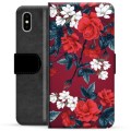 iPhone X / iPhone XS Premium pénztárca tok - Vintage Flowers